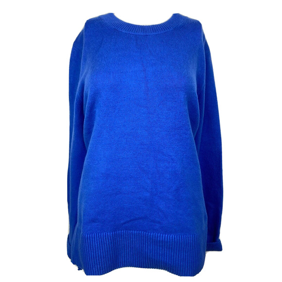 NWT‎ Banana Republic Sweater Womens Sz L Blue Cotton Knit Pullover Long Sleeve - Picture 1 of 10